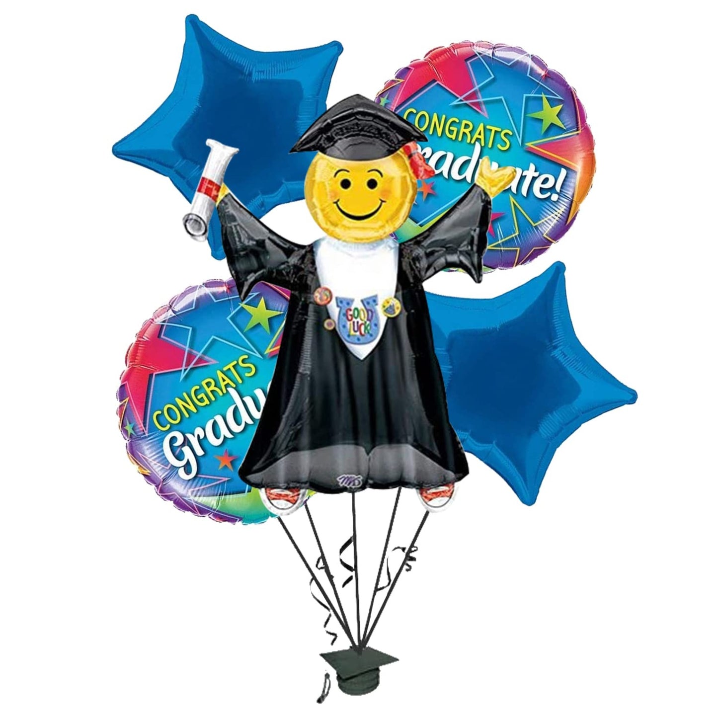 PMU Graduation Jumping Smiley Grad Balloon Bouquet (5/Pkg) Pkg/1