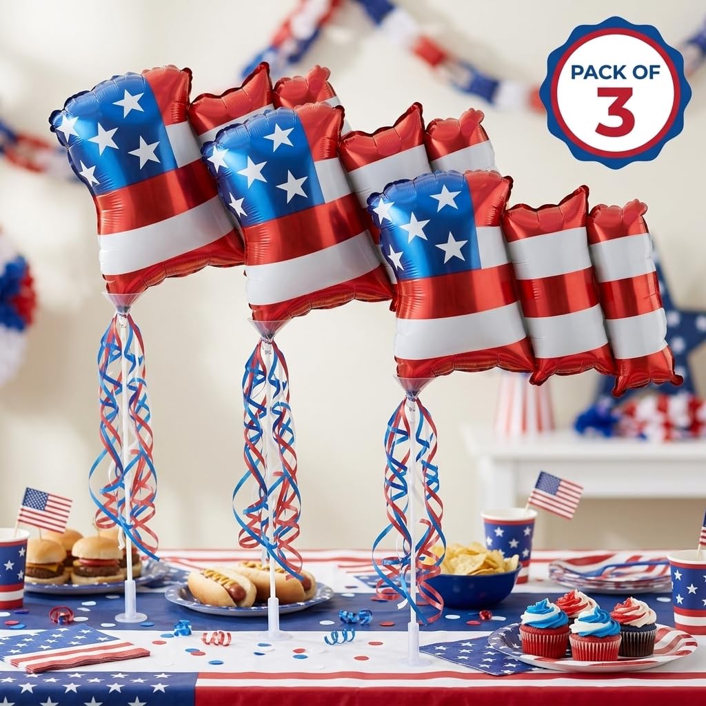 PMU 9 inch Pre-Inflated Emoji and Patriotic Balloons with Stick