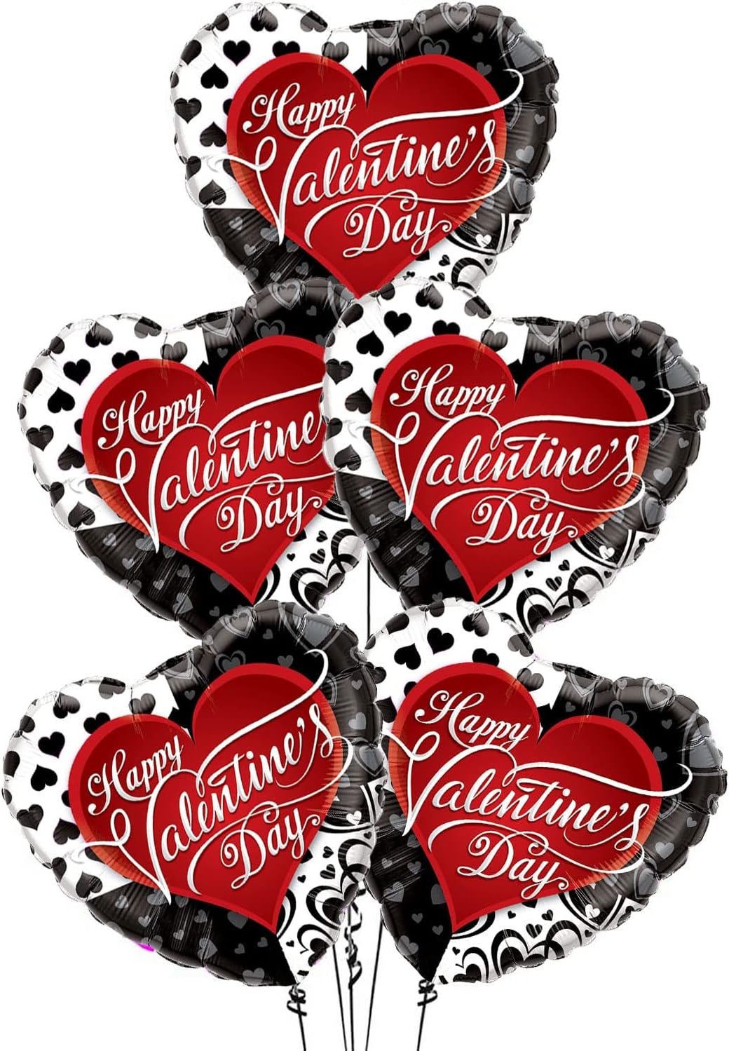 PMU Heart Shaped Happy Valentine's Day Balloons 18-Inch Mylar Idea Gift for Him or Her & Valentine Party Decorations