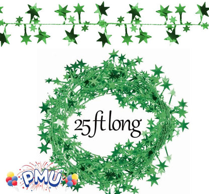 PMU Star Wire Shiny - Garland Halloween, Christmas Party, Wedding, Birthday, Festive Home Decoration Ornament 25ft Tinsel