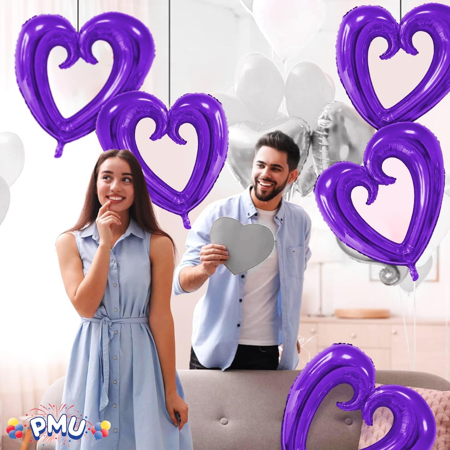 PMU Heart Shaped 24 Inch Open Center Mylar Balloon