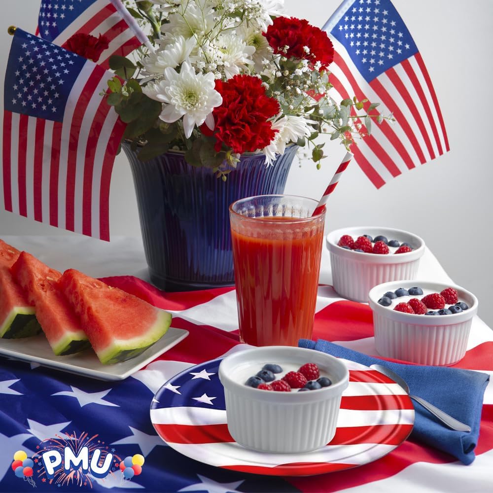 PMU Patriotic Stars and Stripes American Flag Patterned Paper Patriotic Party Tableware