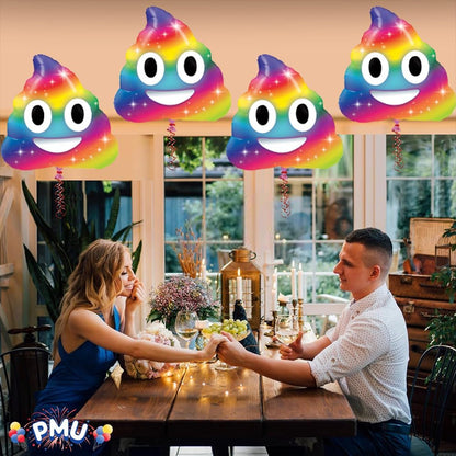 PMU 4 Pieces 30 Inches Valentine's Day Balloons, RainBow Huge Poop Balloons,Love Balloons For Special Events, Photo Props Party Decoration and Accessories (4/Pkg)