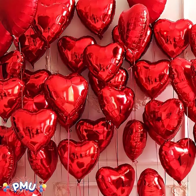 PMU Valentine's Day Red Heart Shaped 18 Inches Mylar - Foil Balloons