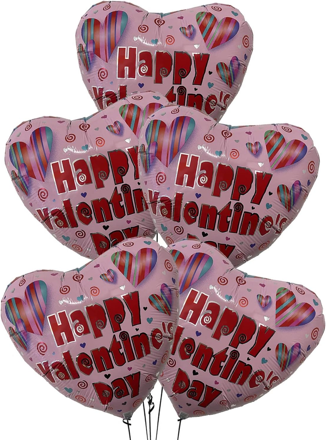 PMU Heart Shaped Happy Valentine's Day Balloons 18-Inch Mylar Idea Gift for Him or Her & Valentine Party Decorations