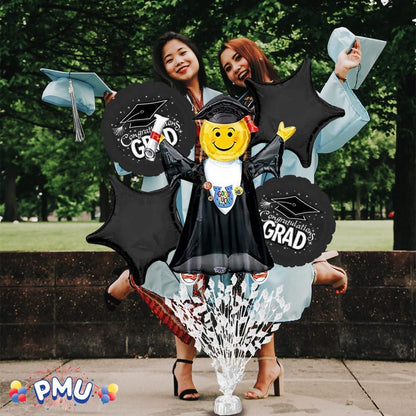 PMU Gradburst Balloon Weight Centerpiece 15 Inch with Die-Cut Metallic