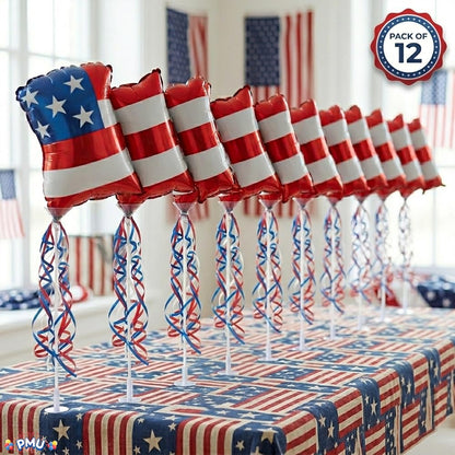 PMU 9 inch Pre-Inflated Emoji and Patriotic Balloons with Stick