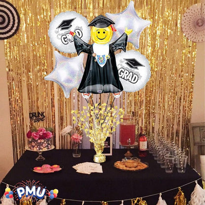 PMU Gradburst Balloon Weight Centerpiece 15 Inch with Die-Cut Metallic