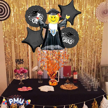 PMU Gradburst Balloon Weight Centerpiece 15 Inch with Die-Cut Metallic