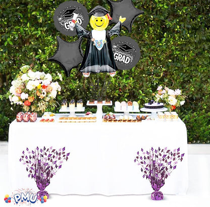 PMU Gradburst Balloon Weight Centerpiece 15 Inch with Die-Cut Metallic