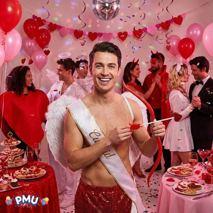 PMU Valentine’s Day Cupid Bow and Arrow - Arrow Bow Set for Valentines Day Events & Parties - Perfect for Photographic Posing for Any Event - Best Valentine Gift - Red