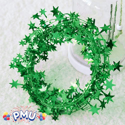 PMU Star Wire Shiny - Garland Halloween, Christmas Party, Wedding, Birthday, Festive Home Decoration Ornament 25ft Tinsel