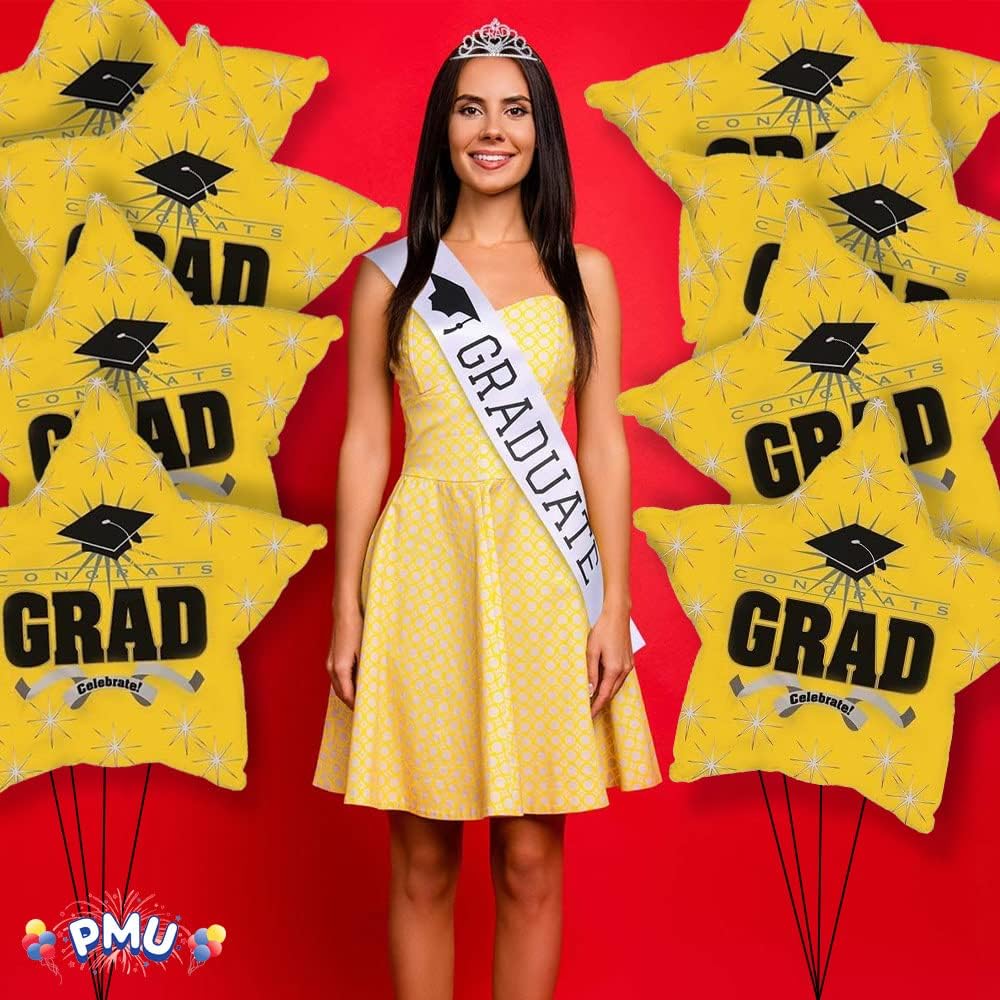 PMU Congrats Grad Cap Balloon, Star 18in Mylar | Graduation Decoration Mylar Balloons | Celebrate Success with Vibrant Graduation Balloons | Balloon Graduation Décor