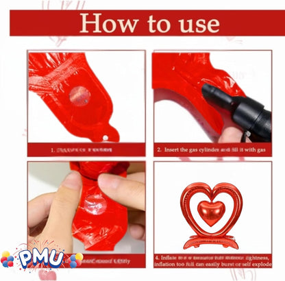 PMU 18-Inch Valentine's Day Heart Shaped Air Inflated Standing Open Heart Tabletop Mylar Foil Balloon