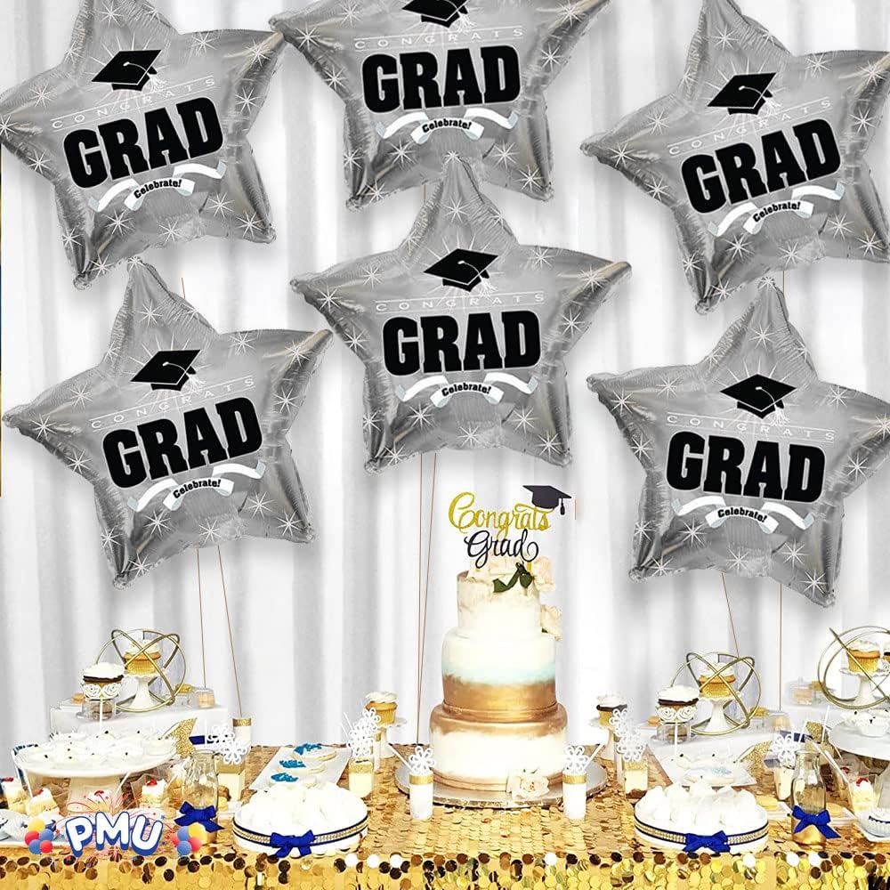 PMU Congrats Grad Cap Balloon, Star 18in Mylar | Graduation Decoration Mylar Balloons | Celebrate Success with Vibrant Graduation Balloons | Balloon Graduation Décor