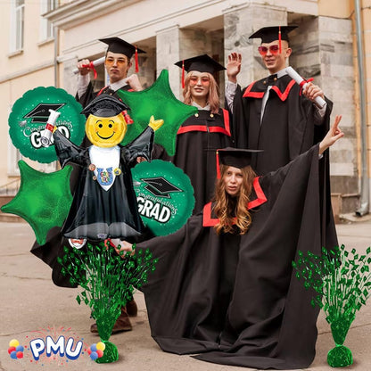 PMU Gradburst Balloon Weight Centerpiece 15 Inch with Die-Cut Metallic