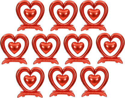 PMU 18-Inch Valentine's Day Heart Shaped Air Inflated Standing Open Heart Tabletop Mylar Foil Balloon