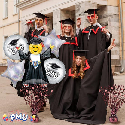 PMU Gradburst Balloon Weight Centerpiece 15 Inch with Die-Cut Metallic