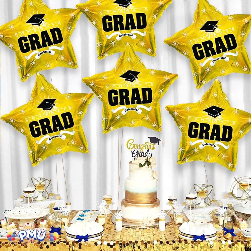 PMU Congrats Grad Cap Balloon, Star 18in Mylar | Graduation Decoration Mylar Balloons | Celebrate Success with Vibrant Graduation Balloons | Balloon Graduation Décor