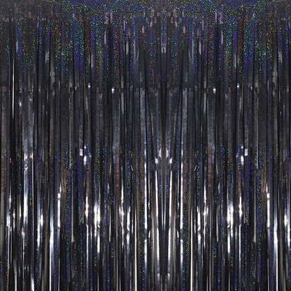 PMU Metallic Fringe Curtains | Metallic Foil Fringe Backdrop Curtains | Fringe Backdrop for Graduation, Birthday Party Decorations, Baby Shower, Disco Party |3ft x 8ft