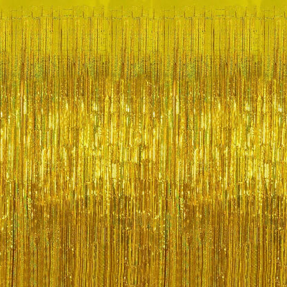 PMU Metallic Fringe Curtains | Metallic Foil Fringe Backdrop Curtains | Fringe Backdrop for Graduation, Birthday Party Decorations, Baby Shower, Disco Party |3ft x 8ft