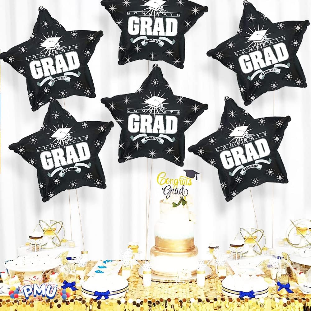 PMU Congrats Grad Cap Balloon, Star 18in Mylar | Graduation Decoration Mylar Balloons | Celebrate Success with Vibrant Graduation Balloons | Balloon Graduation Décor