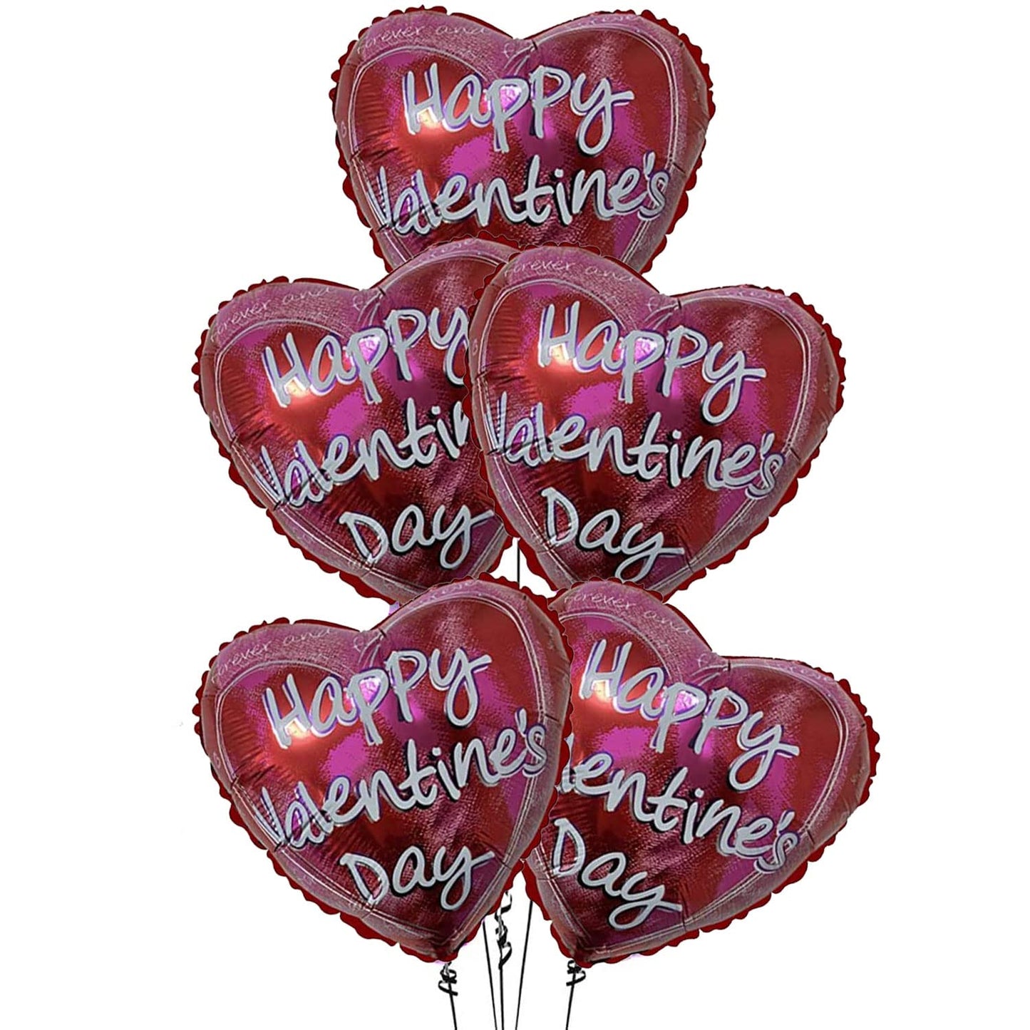 PMU Heart Shaped Happy Valentine's Day Balloons 18-Inch Mylar Idea Gift for Him or Her & Valentine Party Decorations