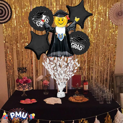 PMU Gradburst Balloon Weight Centerpiece 15 Inch with Die-Cut Metallic