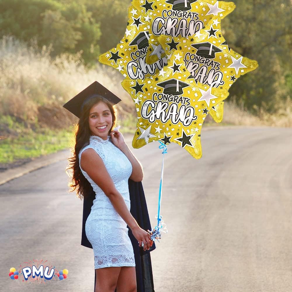 PMU Congrats Grad Cap Balloon, Star 18in Mylar | Graduation Decoration Mylar Balloons | Celebrate Success with Vibrant Graduation Balloons | Balloon Graduation Décor