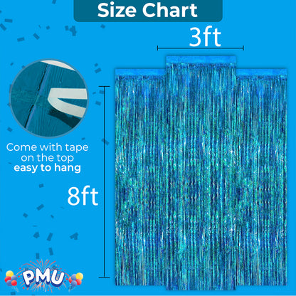 PMU Metallic Fringe Curtains | Metallic Foil Fringe Backdrop Curtains | Fringe Backdrop for Graduation, Birthday Party Decorations, Baby Shower, Disco Party |3ft x 8ft