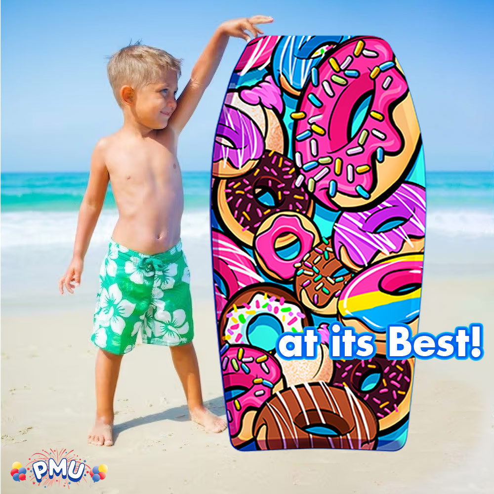 PMU 33-Inch Mermaid Graphics Printed Bodyboard - Lightweight Wrist Leash Slick Bottom Boogie Board for Beach, Sea & Pool - Surfing Board for Kids, Teens & Adults Pkg/1