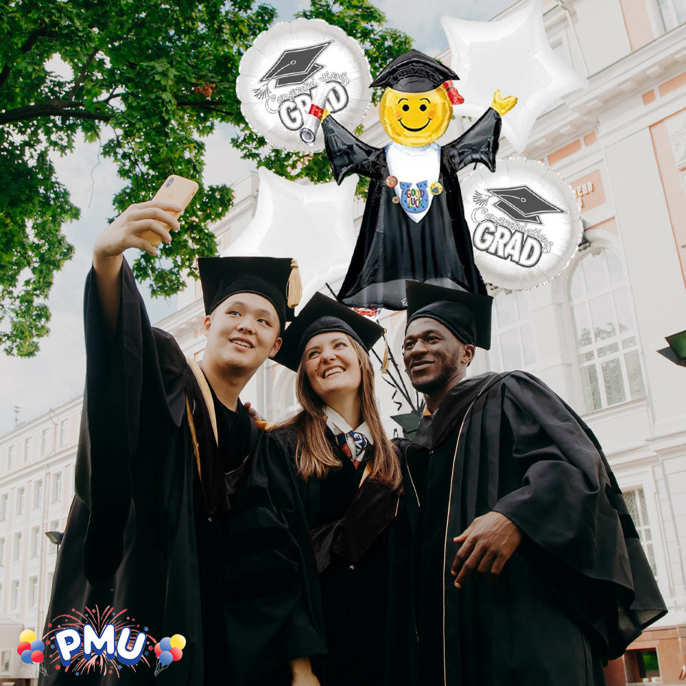 PMU Graduation Jumping Smiley Grad Balloon Bouquet (5/Pkg) Pkg/1