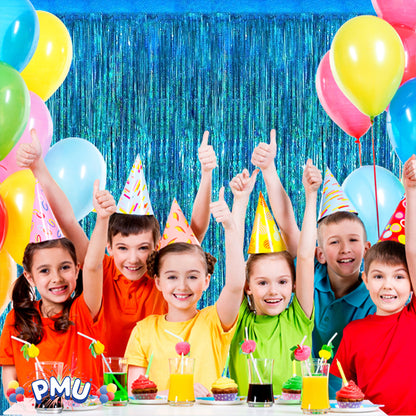 PMU Metallic Fringe Curtains | Metallic Foil Fringe Backdrop Curtains | Fringe Backdrop for Graduation, Birthday Party Decorations, Baby Shower, Disco Party |3ft x 8ft