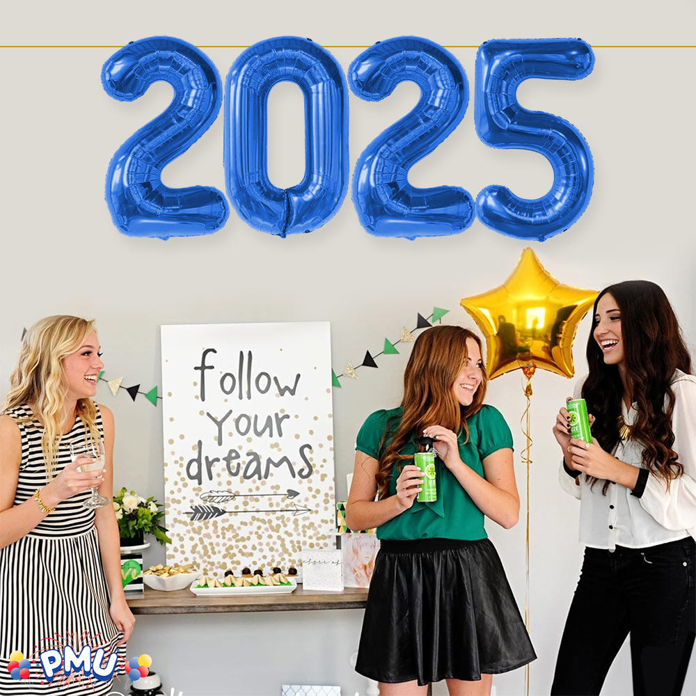 PMU New Year's Eve Party "2025" 16inch, 30inch, & 40inch in Number Mylar Balloons 2025 New Year, Graduation, Birthday, Special Events Accessories Party Celebration (4/pkg) Pkg/1