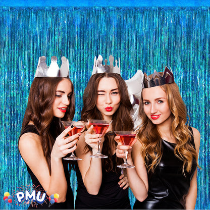 PMU Metallic Fringe Curtains | Metallic Foil Fringe Backdrop Curtains | Fringe Backdrop for Graduation, Birthday Party Decorations, Baby Shower, Disco Party |3ft x 8ft