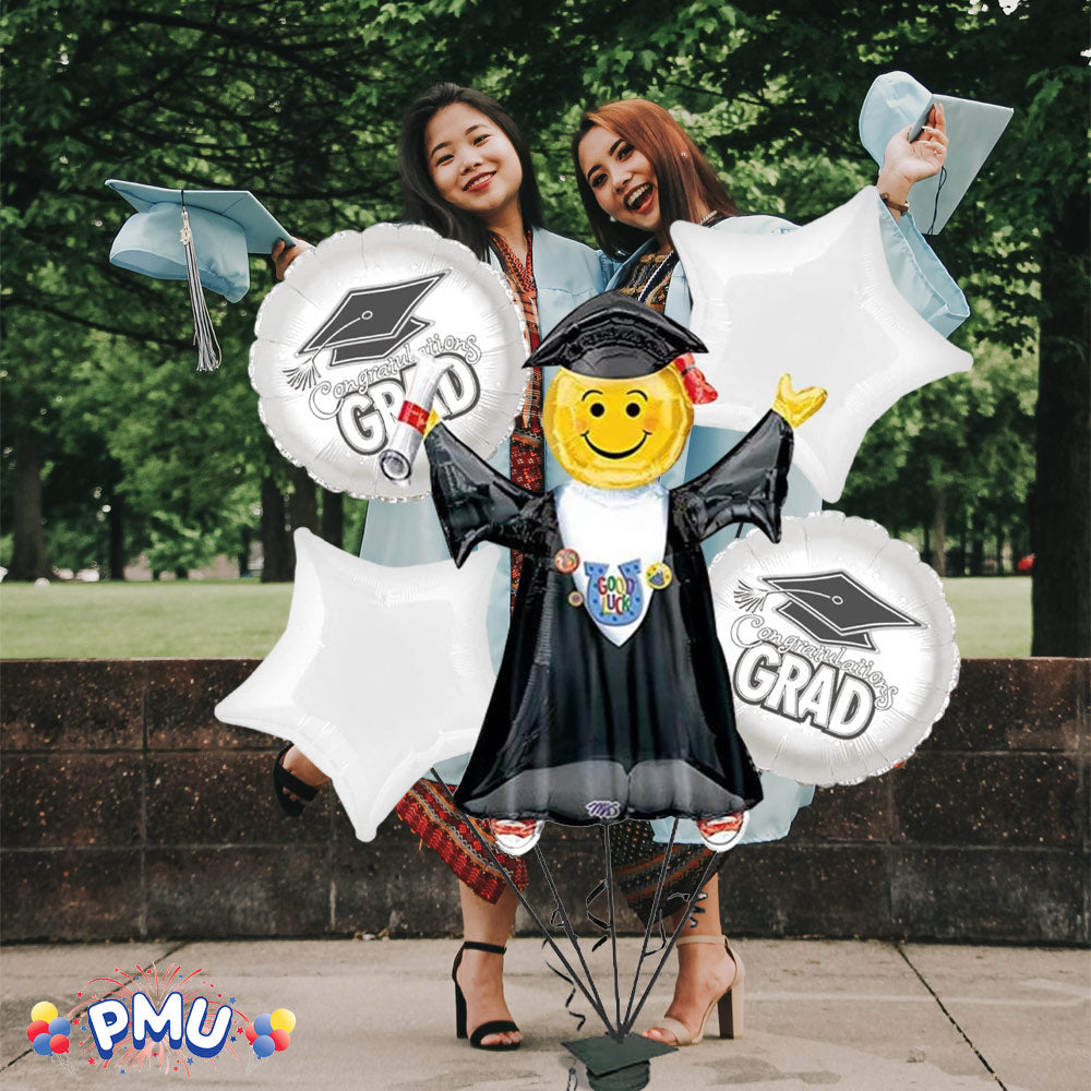 PMU Graduation Jumping Smiley Grad Balloon Bouquet (5/Pkg) Pkg/1