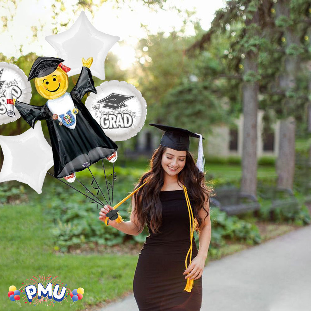 PMU Graduation Jumping Smiley Grad Balloon Bouquet (5/Pkg) Pkg/1