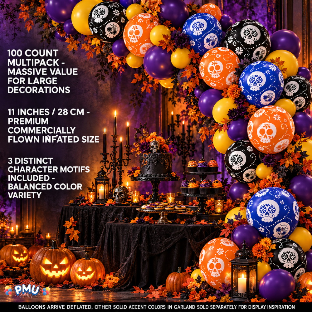 PMU Halloween Balloons - Small Latex Balloons for Halloween Ghost Theme & Birthday Parties, Trick-or-Treat, Party Favors & Decoration Supplies - 11 Inch