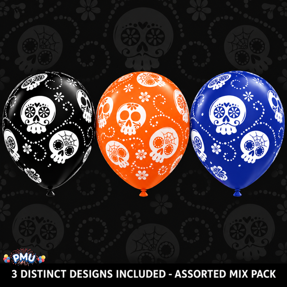 PMU Halloween Balloons - Small Latex Balloons for Halloween Ghost Theme & Birthday Parties, Trick-or-Treat, Party Favors & Decoration Supplies - 11 Inch