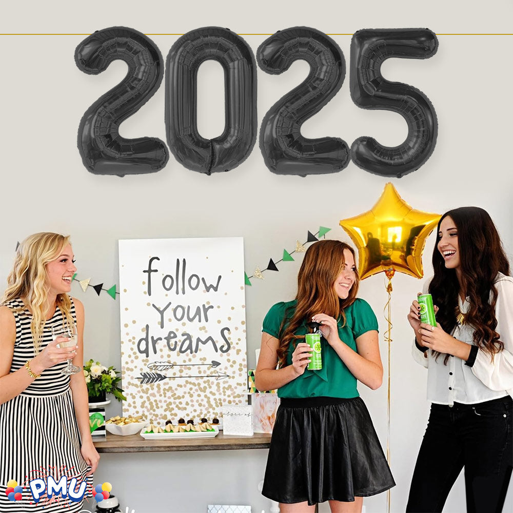 PMU New Year's Eve Party "2025" 16inch, 30inch, & 40inch in Number Mylar Balloons 2025 New Year, Graduation, Birthday, Special Events Accessories Party Celebration (4/pkg) Pkg/1