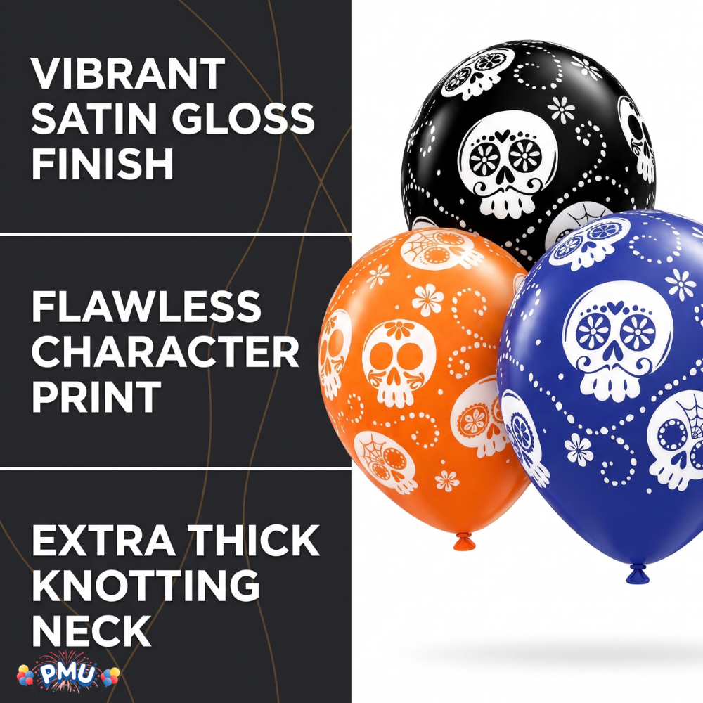 PMU Halloween Balloons - Small Latex Balloons for Halloween Ghost Theme & Birthday Parties, Trick-or-Treat, Party Favors & Decoration Supplies - 11 Inch