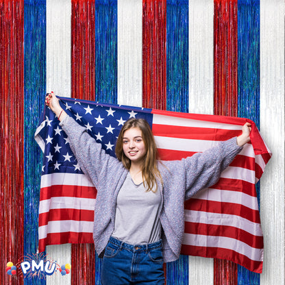 PMU Metallic Fringe Curtains | Metallic Foil Fringe Backdrop Curtains | Fringe Backdrop for Graduation, Birthday Party Decorations, Baby Shower, Disco Party |3ft x 8ft