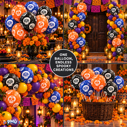 PMU Halloween Balloons - Small Latex Balloons for Halloween Ghost Theme & Birthday Parties, Trick-or-Treat, Party Favors & Decoration Supplies - 11 Inch