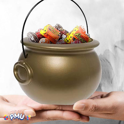PMU Halloween Cauldron - Blow Mold Plastic Party Accessory - Candy Holder for Kids - Halloween Party Favors & Supplies - 8 Inch