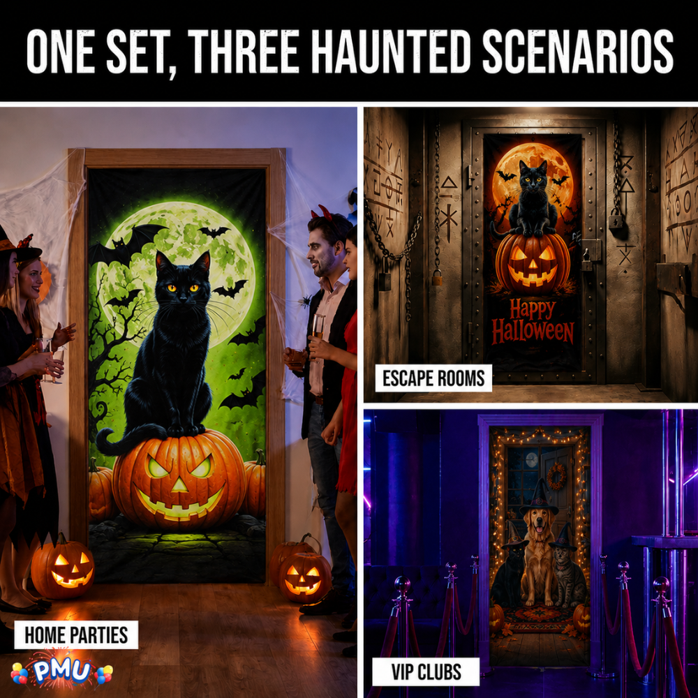 PMU 3 Pcs Halloween Door Cover, High-Definition Door Cover Halloween Decor