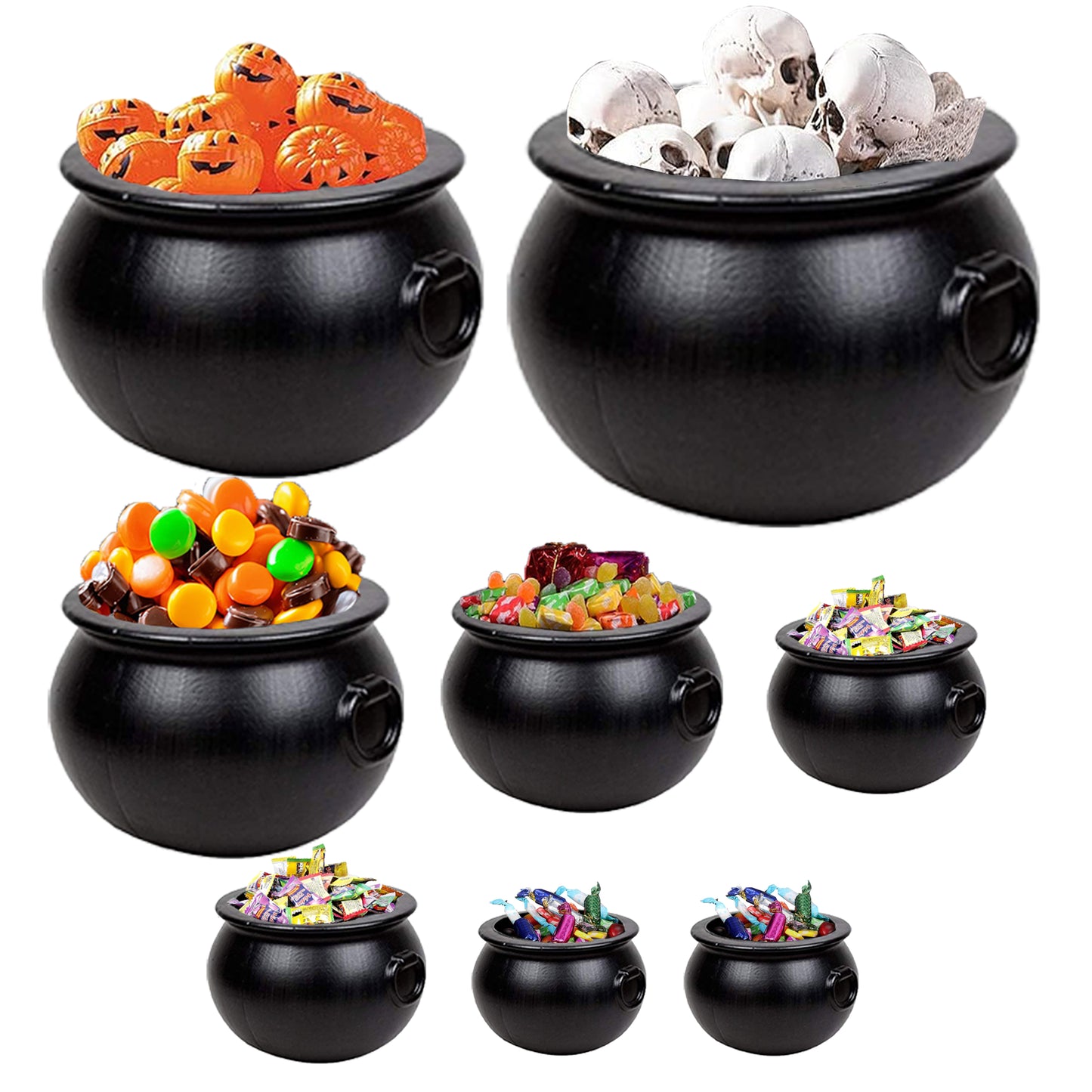 PMU Halloween Cauldron - Multi-Pack Assortment Plastic Candy Holder for Kids - Halloween Party Favors & Supplies