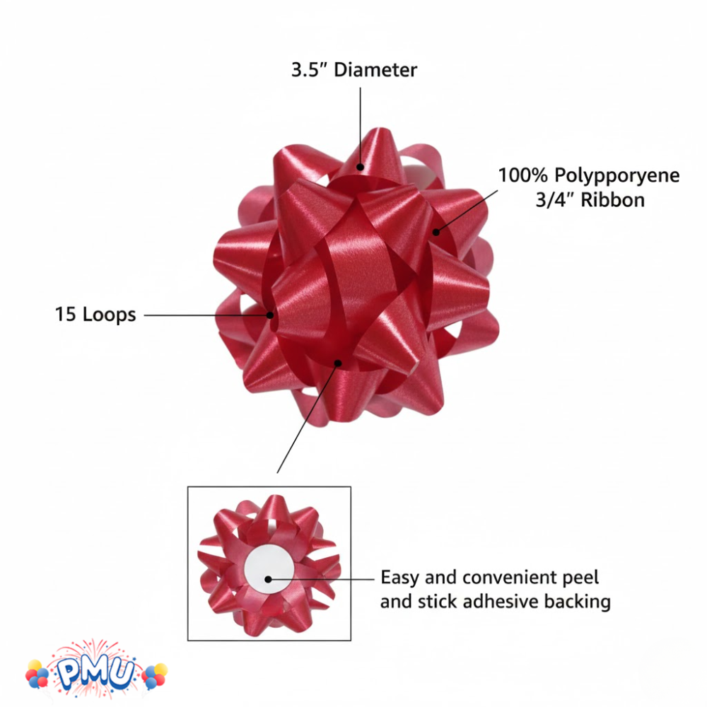 PMU Decorative Confetti Gift Bows (12/Pkg) Pkg/1