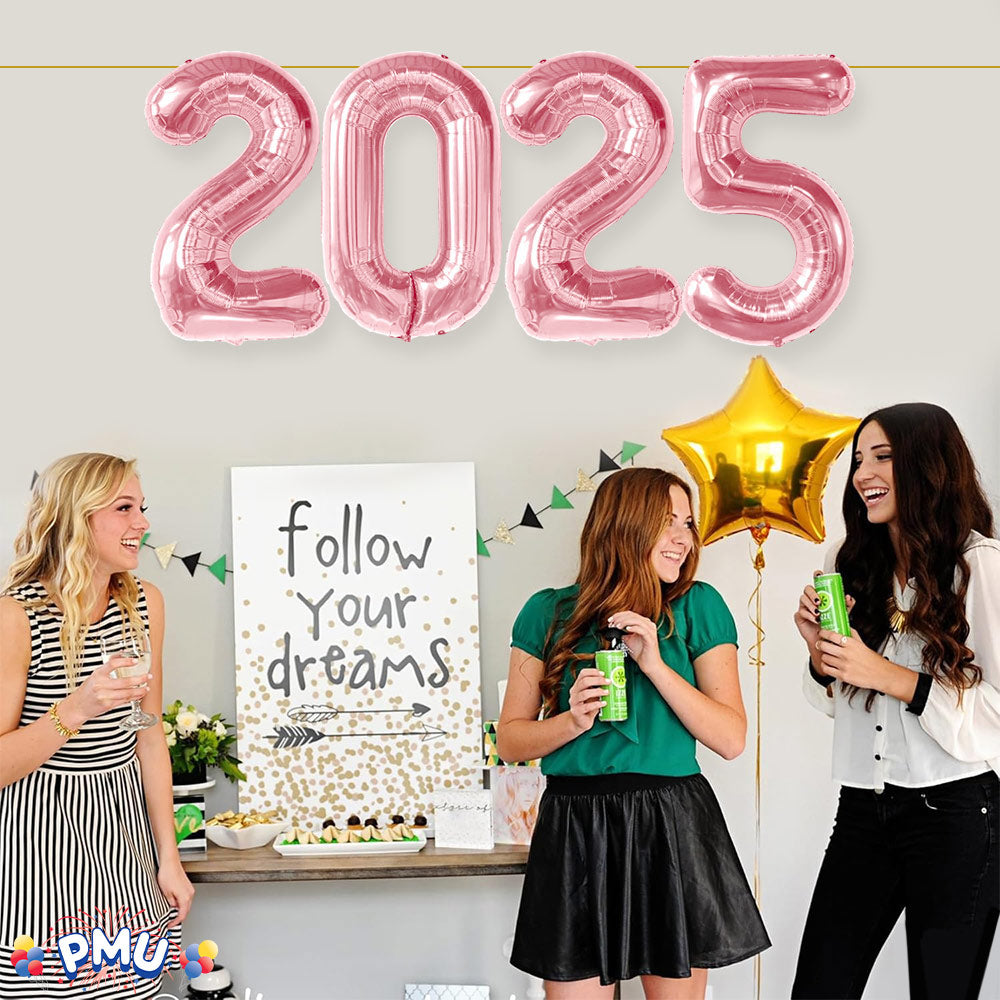 PMU New Year's Eve Party "2025" 16inch, 30inch, & 40inch in Number Mylar Balloons 2025 New Year, Graduation, Birthday, Special Events Accessories Party Celebration (4/pkg) Pkg/1