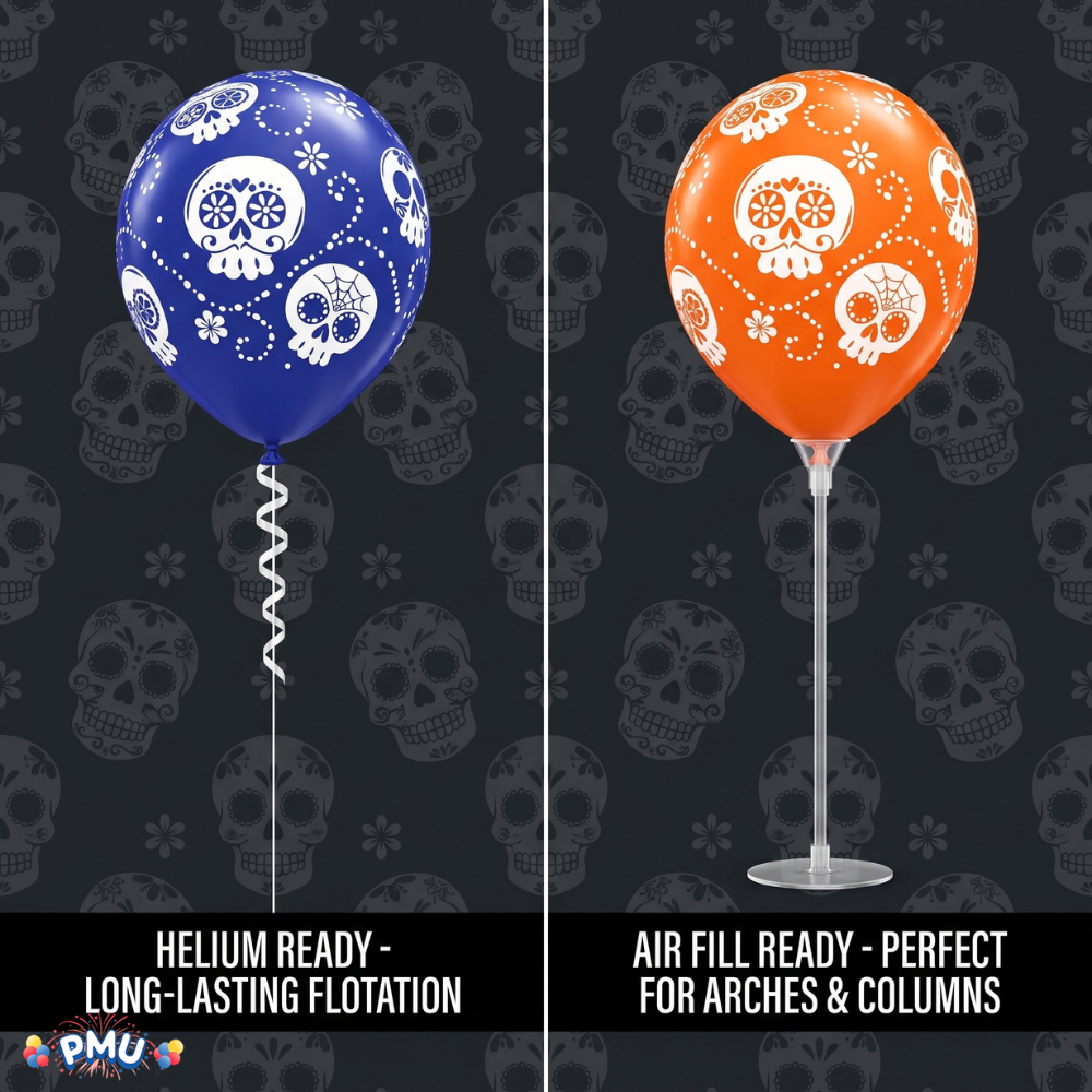 PMU Halloween Balloons - Small Latex Balloons for Halloween Ghost Theme & Birthday Parties, Trick-or-Treat, Party Favors & Decoration Supplies - 11 Inch