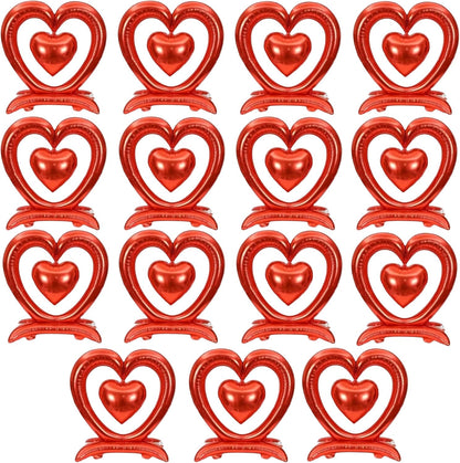 PMU 18-Inch Valentine's Day Heart Shaped Air Inflated Standing Open Heart Tabletop Mylar Foil Balloon